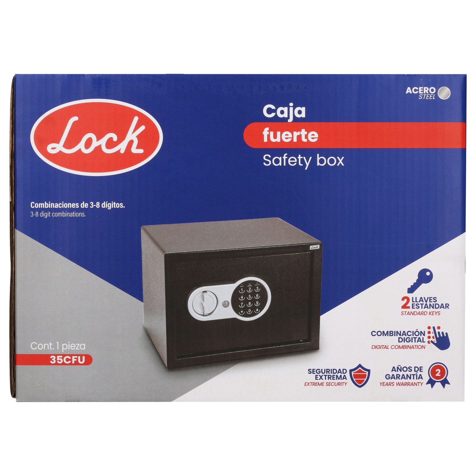 Caja fuerte metálica mediana 35 cm Lock - Imagen 4