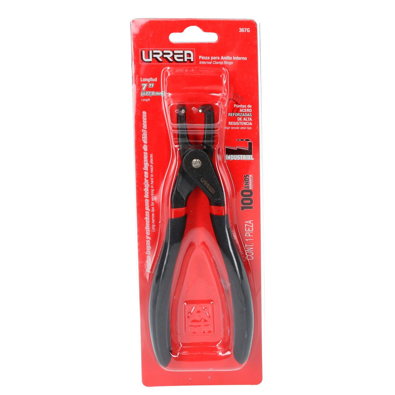 Pinza para anillos de retención con mango de vinil forjadas tipo interno ángulo de 9° Urrea - Imagen 2