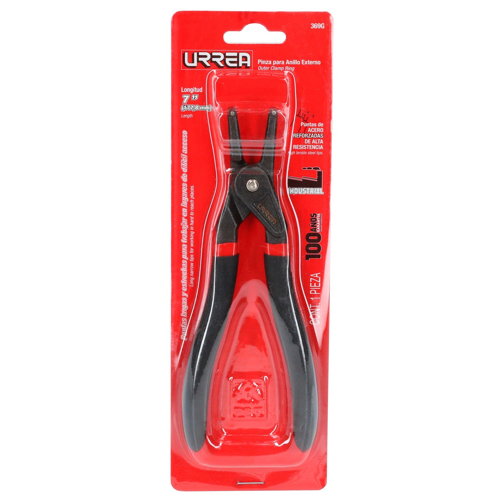 Pinza para anillos de retención con mango de vinil forjadas tipo externo ángulo de 9° Urrea - Imagen 2