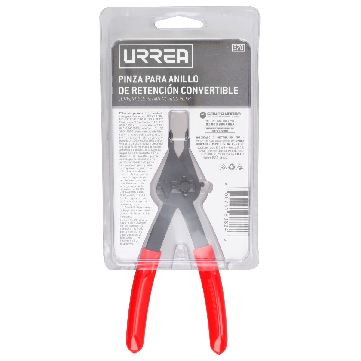 Pinza para anillos de retención convertibles con mariposa .038 ángulo de 45° Urrea - Imagen 4
