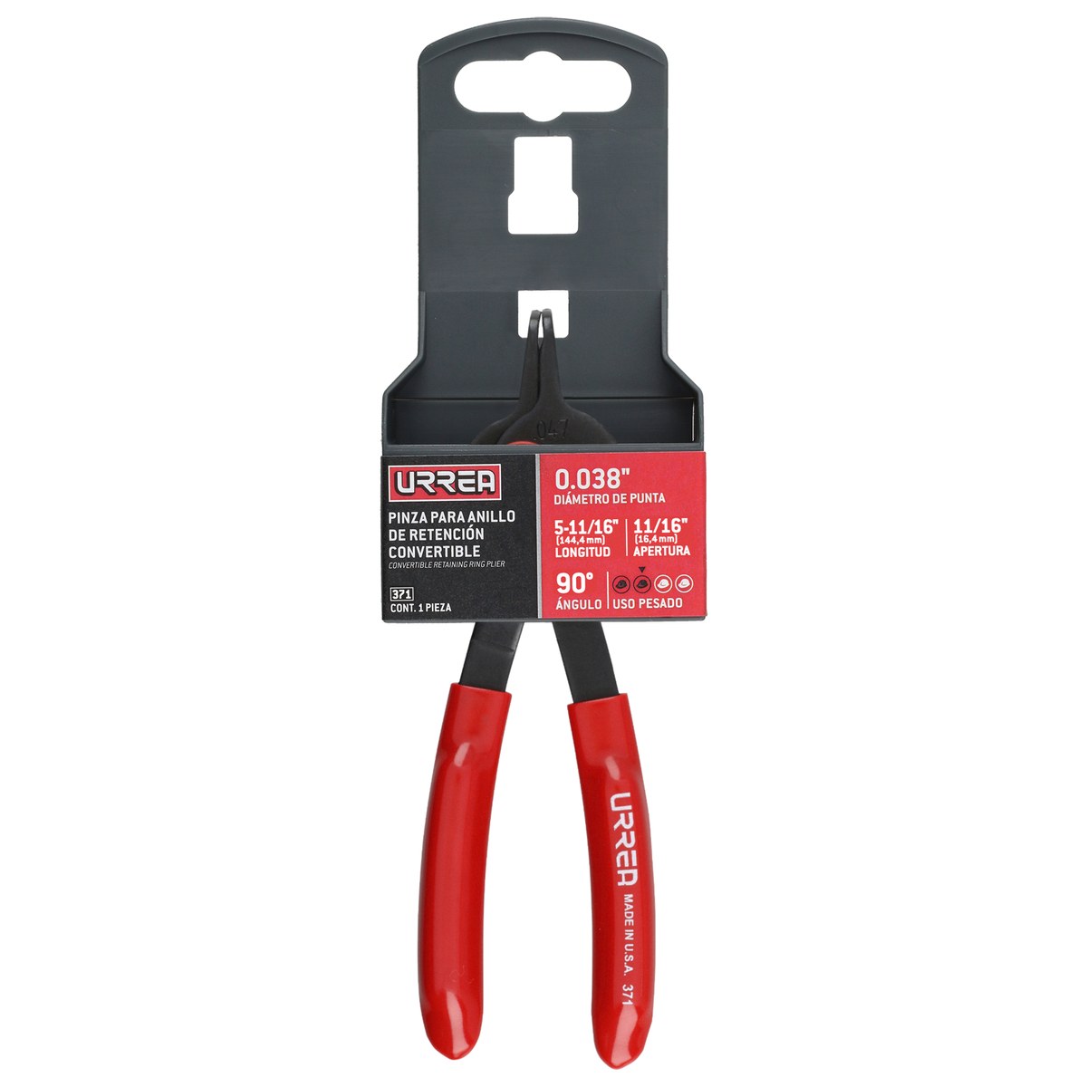 Pinza para anillos de retención convertibles con mariposa .038 ángulo de 90° Urrea - Imagen 2