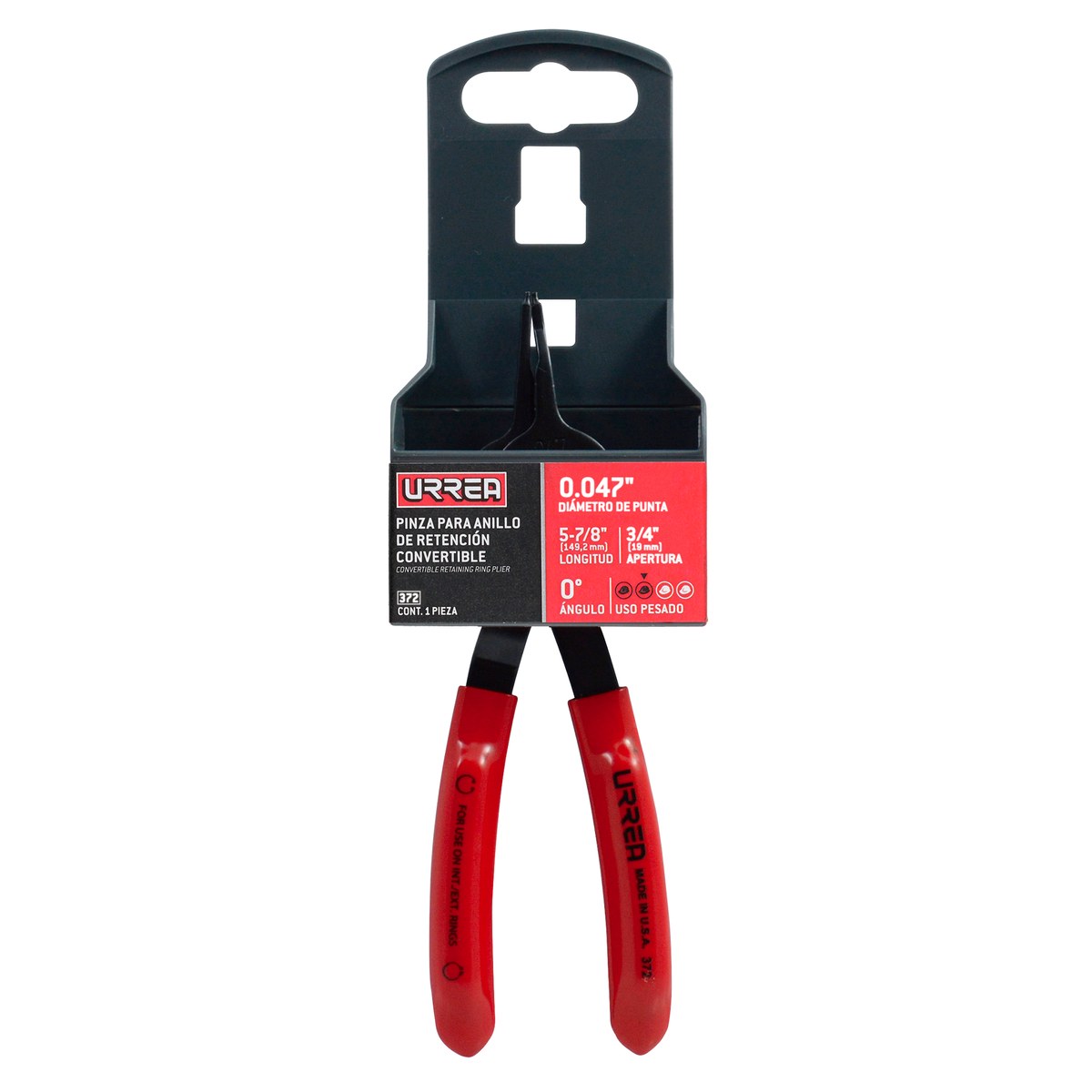 Pinza para anillos de retención convertibles con mariposa .047 ángulo de 0° Urrea - Imagen 2
