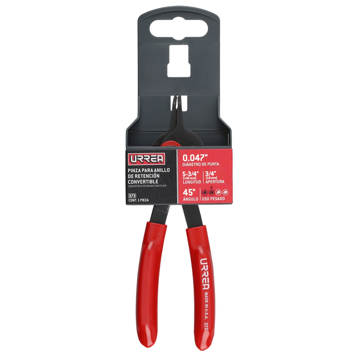 Pinza para anillos de retención convertibles con mariposa .047 ángulo de 45° Urrea - Imagen 2