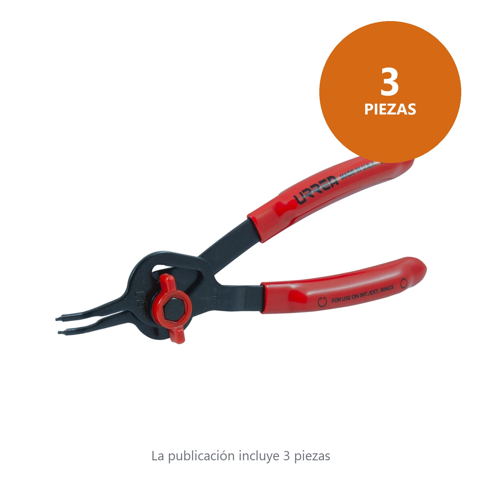 Pinza para anillos de retención convertibles con mariposa .047 ángulo de 45° Urrea - Imagen 4