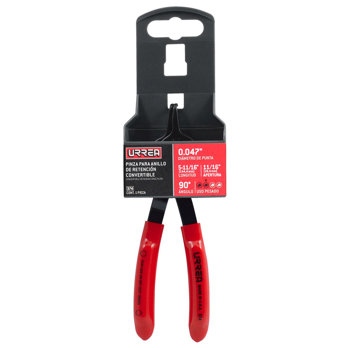 Pinza para anillos de retención convertibles con mariposa .047 ángulo de 90° Urrea - Imagen 2