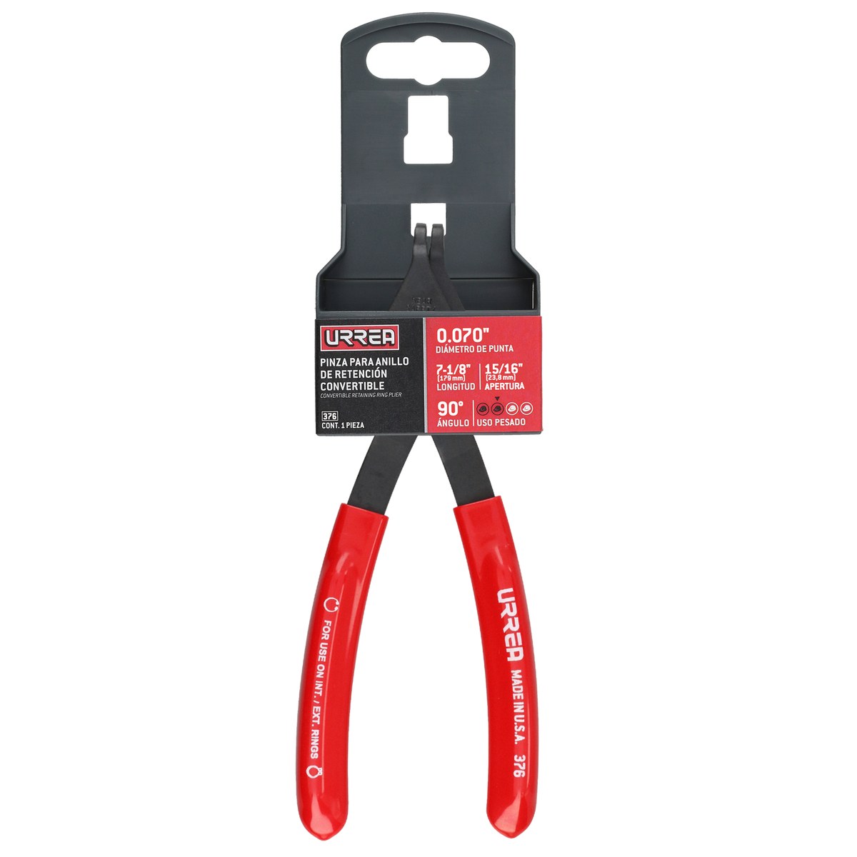 Pinza para anillos de retención convertibles con mariposa .070 ángulo de 90° Urrea - Imagen 2