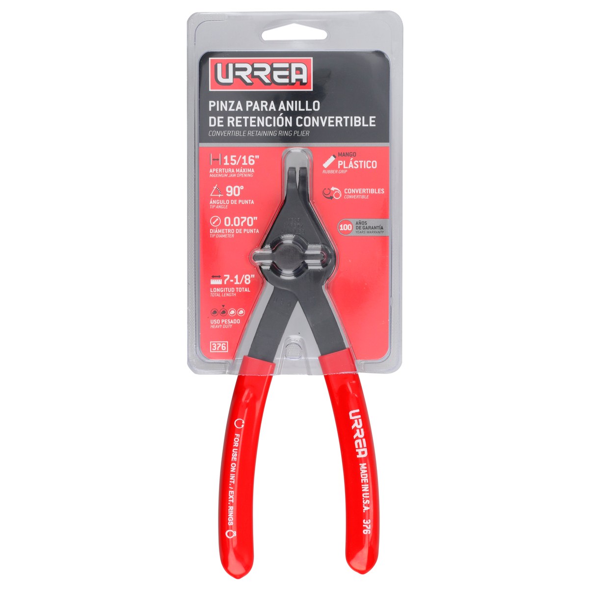 Pinza para anillos de retención convertibles con mariposa .070 ángulo de 90° Urrea - Imagen 3