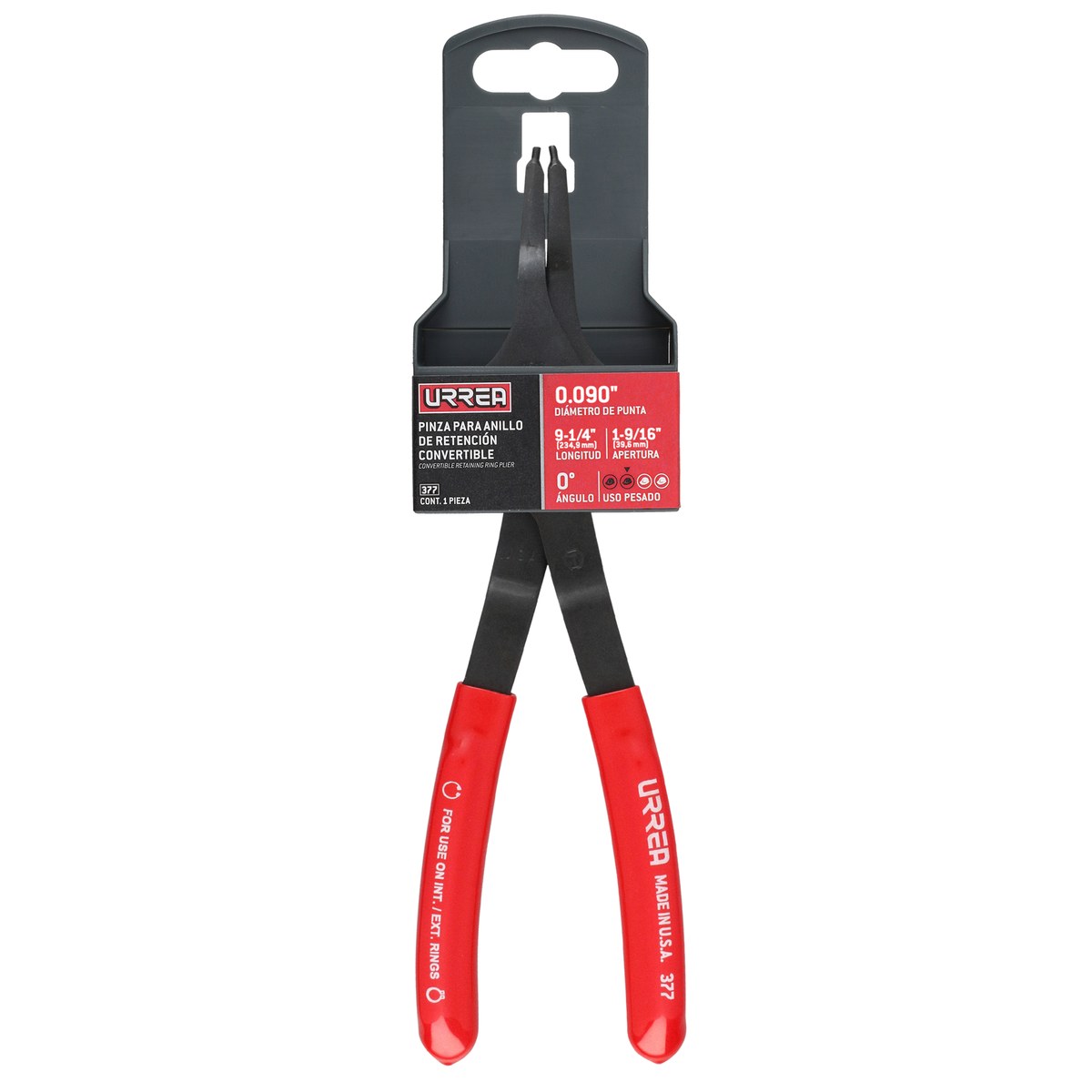 Pinza para anillos de retención convertibles con mariposa .090 ángulo de 0° Urrea - Imagen 2