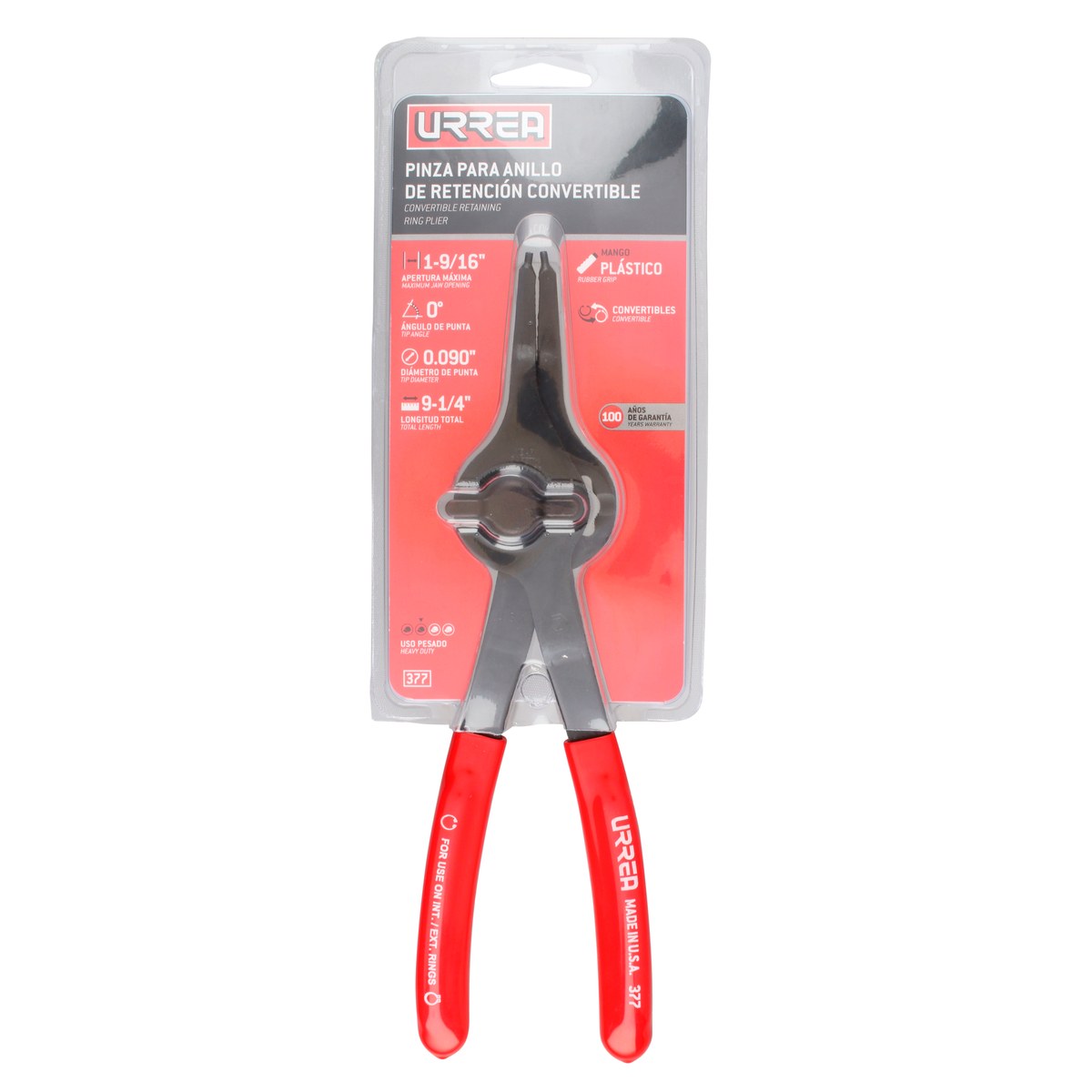 Pinza para anillos de retención convertibles con mariposa .090 ángulo de 0° Urrea - Imagen 3