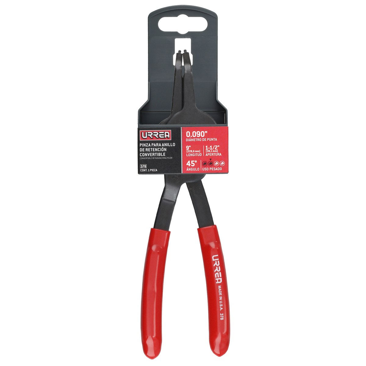 Pinza para anillos de retención convertibles con mariposa .090 ángulo de 45° Urrea - Imagen 2
