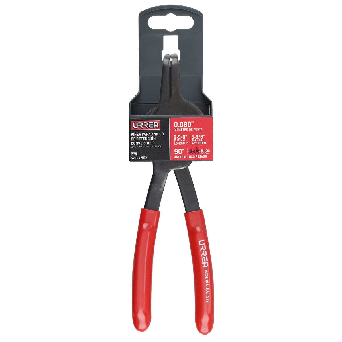 Pinza para anillos de retención convertibles con mariposa .090 ángulo de 90° Urrea - Imagen 2