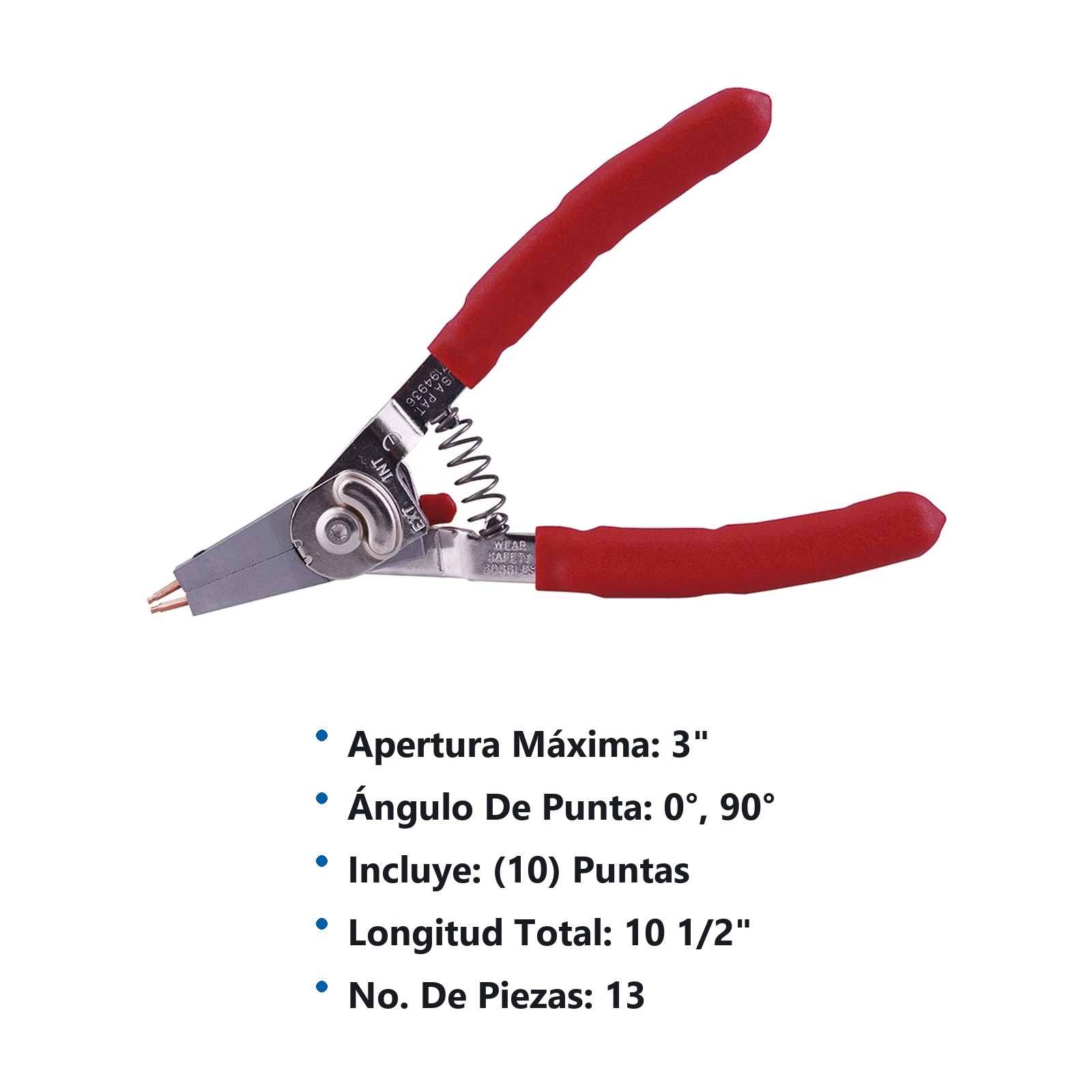 Pinza para anillos de retención con puntas intercambiables, 12 piezas Urrea - Imagen 3