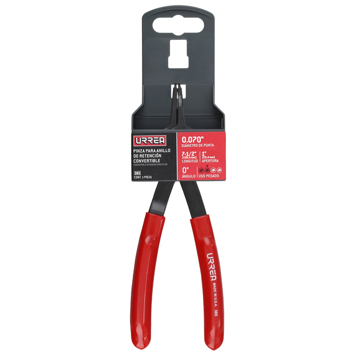 Pinza para anillos de retención convertibles con mariposa .070 ángulo de 0° Urrea - Imagen 2