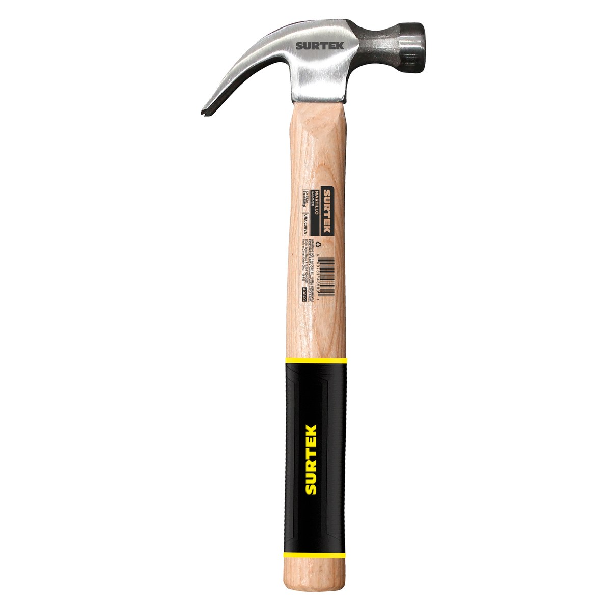 Martillo de uña curva pulido con mango de madera, 16 oz Surtek - Imagen 2