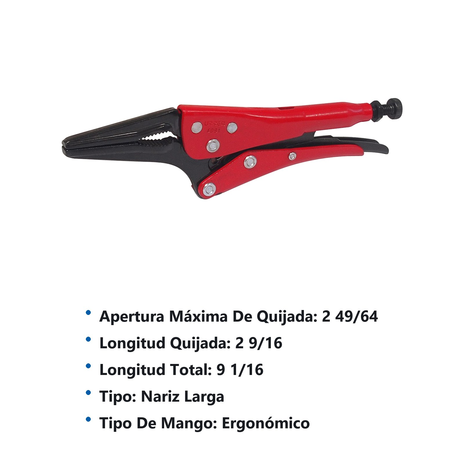 Pinza de presión de 9-1/16" nariz larga Urrea - Imagen 2