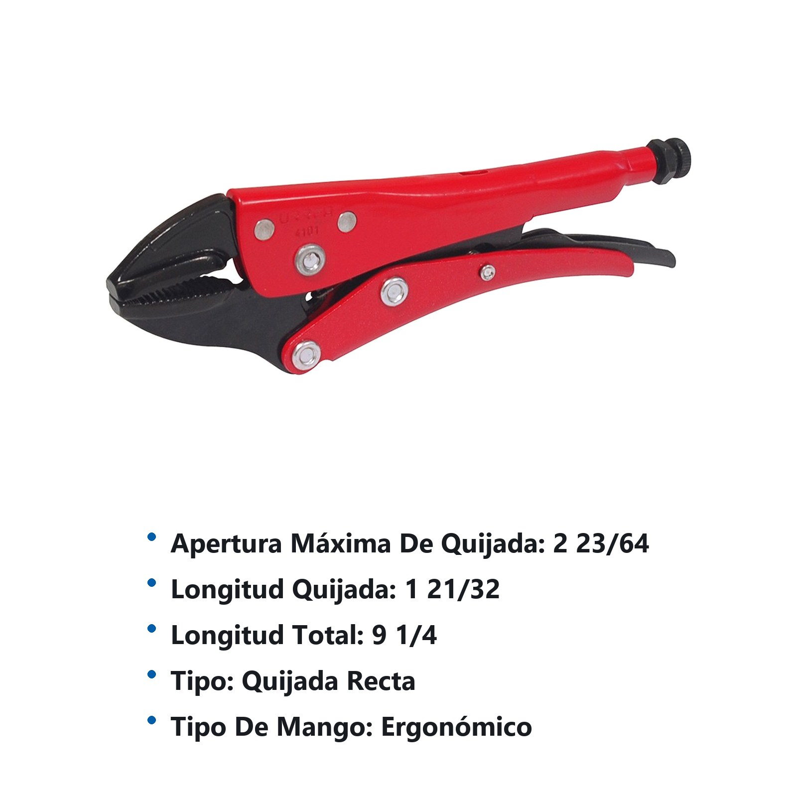 Pinza de presión de 9-1/2" quijada recta Urrea - Imagen 2