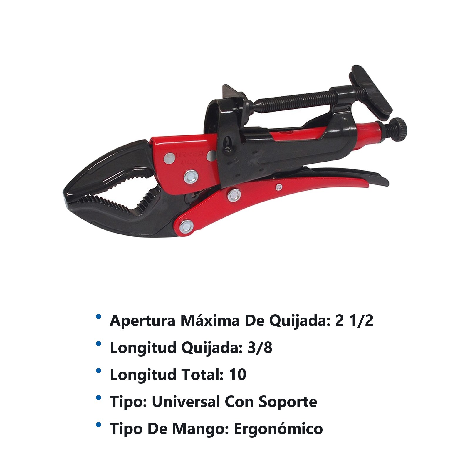 Pinza de presión de 10"  quijada universal con soporte para banco Urrea - Imagen 2