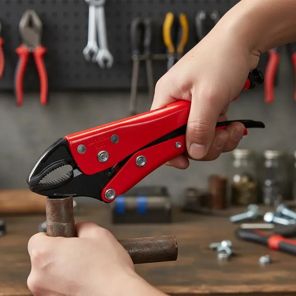 Pinza de presión de 9-1/4" quijada curva con corta alambre Urrea - Imagen 2