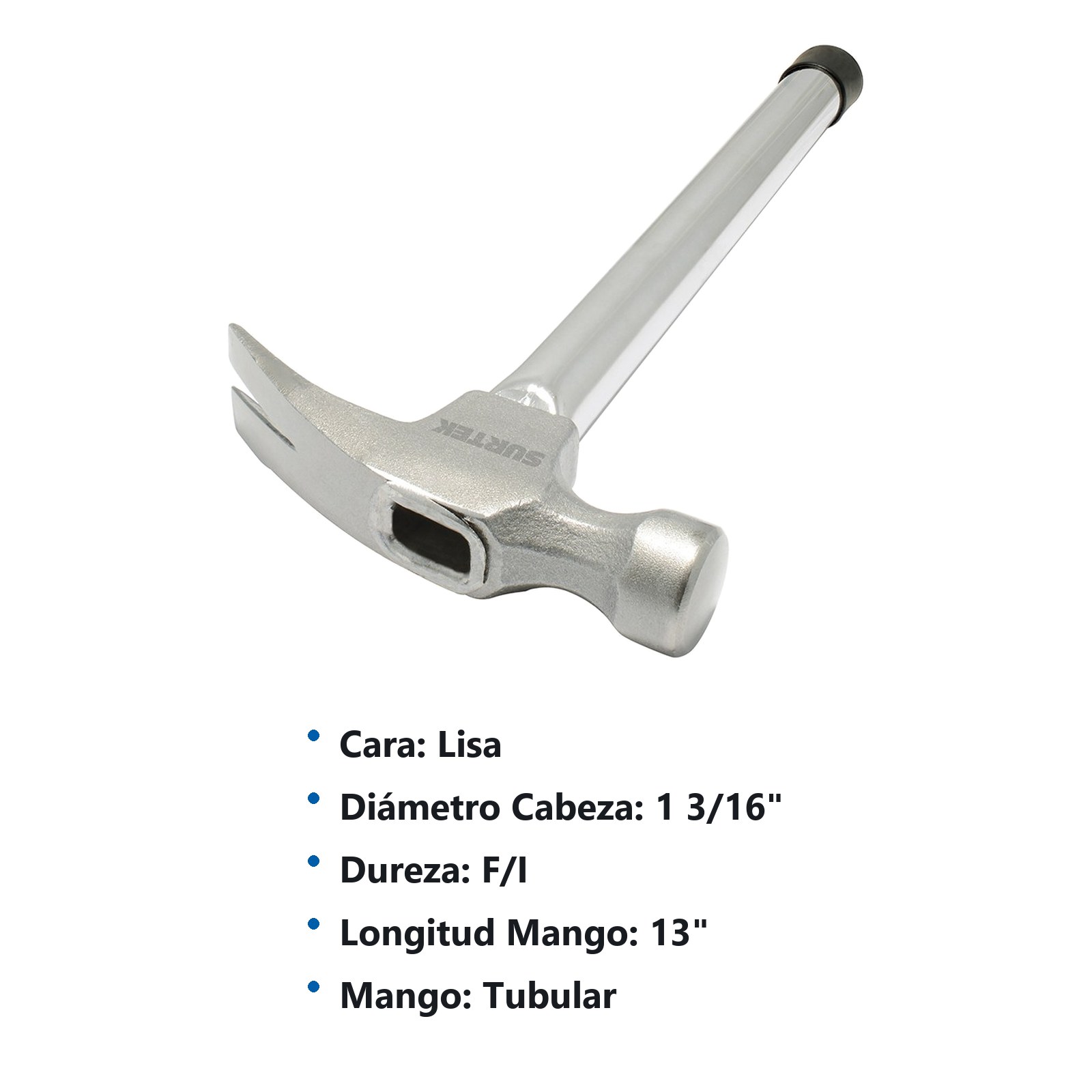 Martillo de uña recta con mango tubular de 13", 16 oz Surtek - Imagen 2