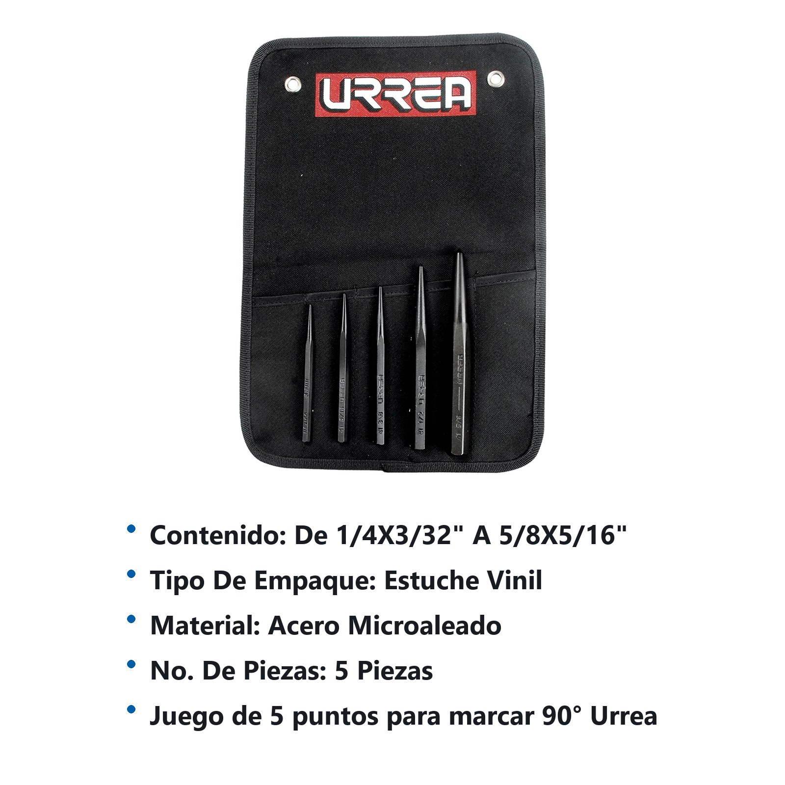 Juego de puntos para centrar y marcar 90°, 5 piezas Urrea - Imagen 3