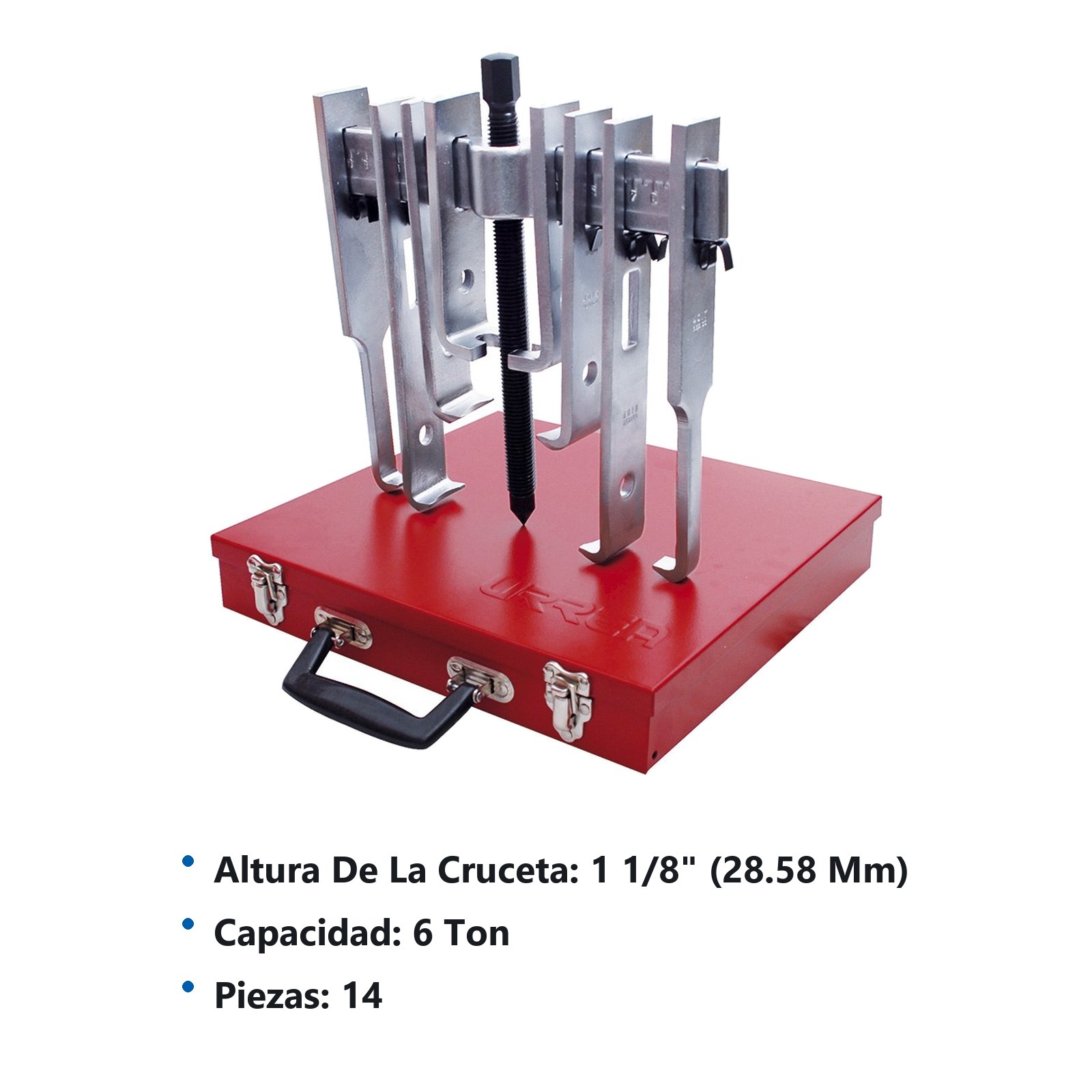 Extractor quijada recta tipo "A" 6 ton, 15 piezas en caja metálica Urrea - Imagen 3