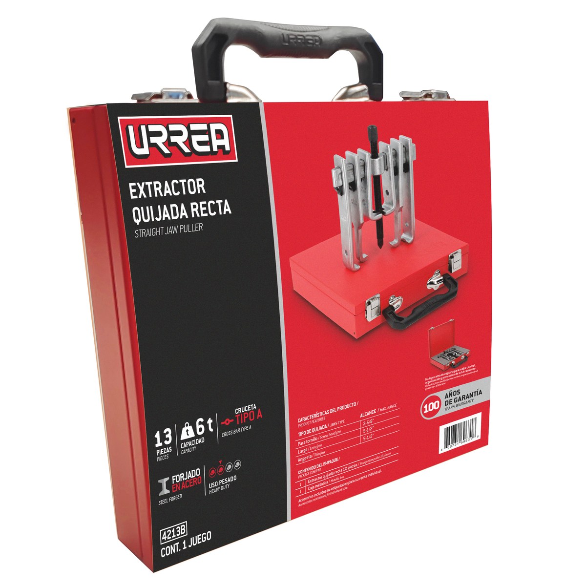 Extractor quijada recta tipo "A" 6 ton, 13 piezas en caja metálica Urrea - Imagen 2