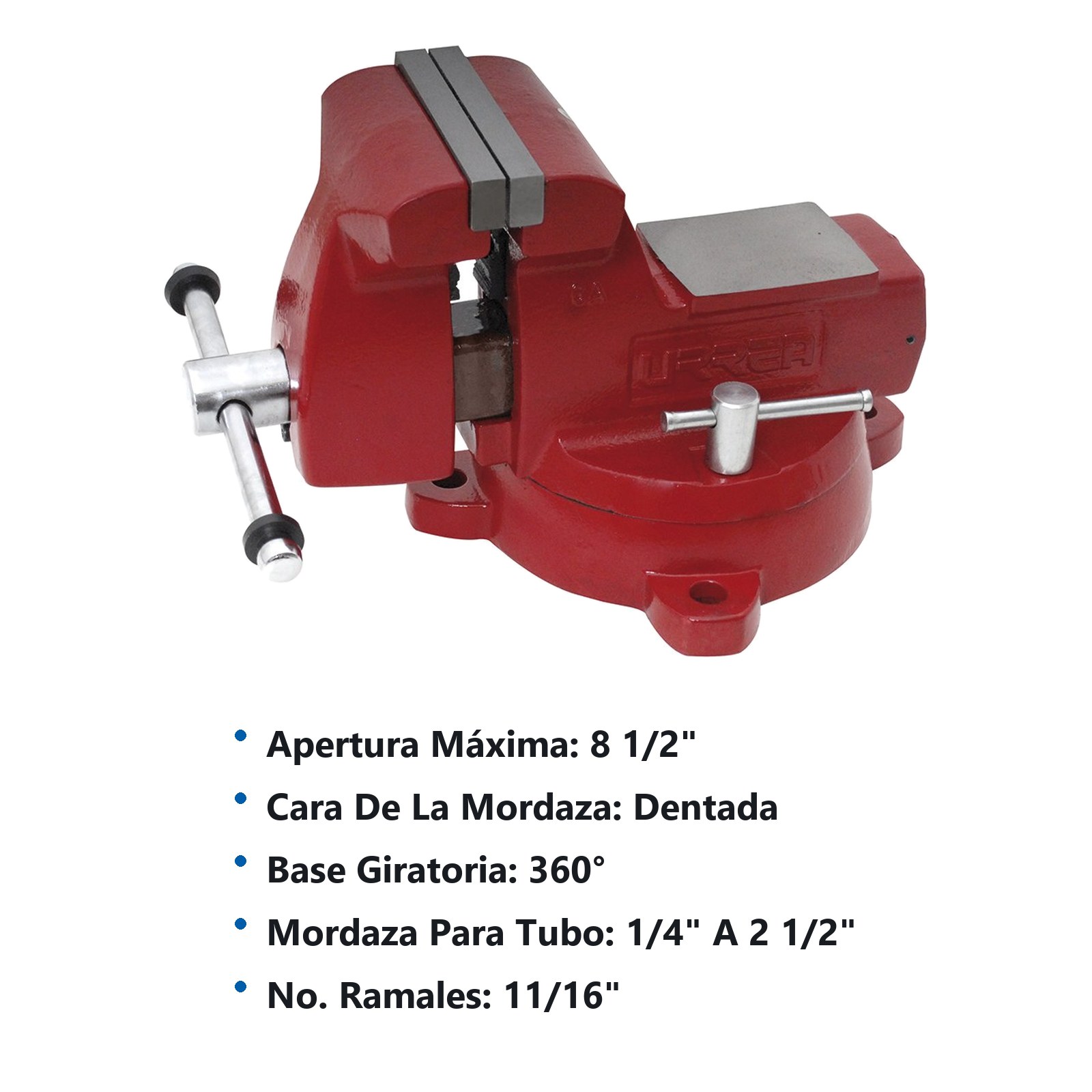 Tornillo de banco de acero al carbono 8" Urrea - Imagen 2