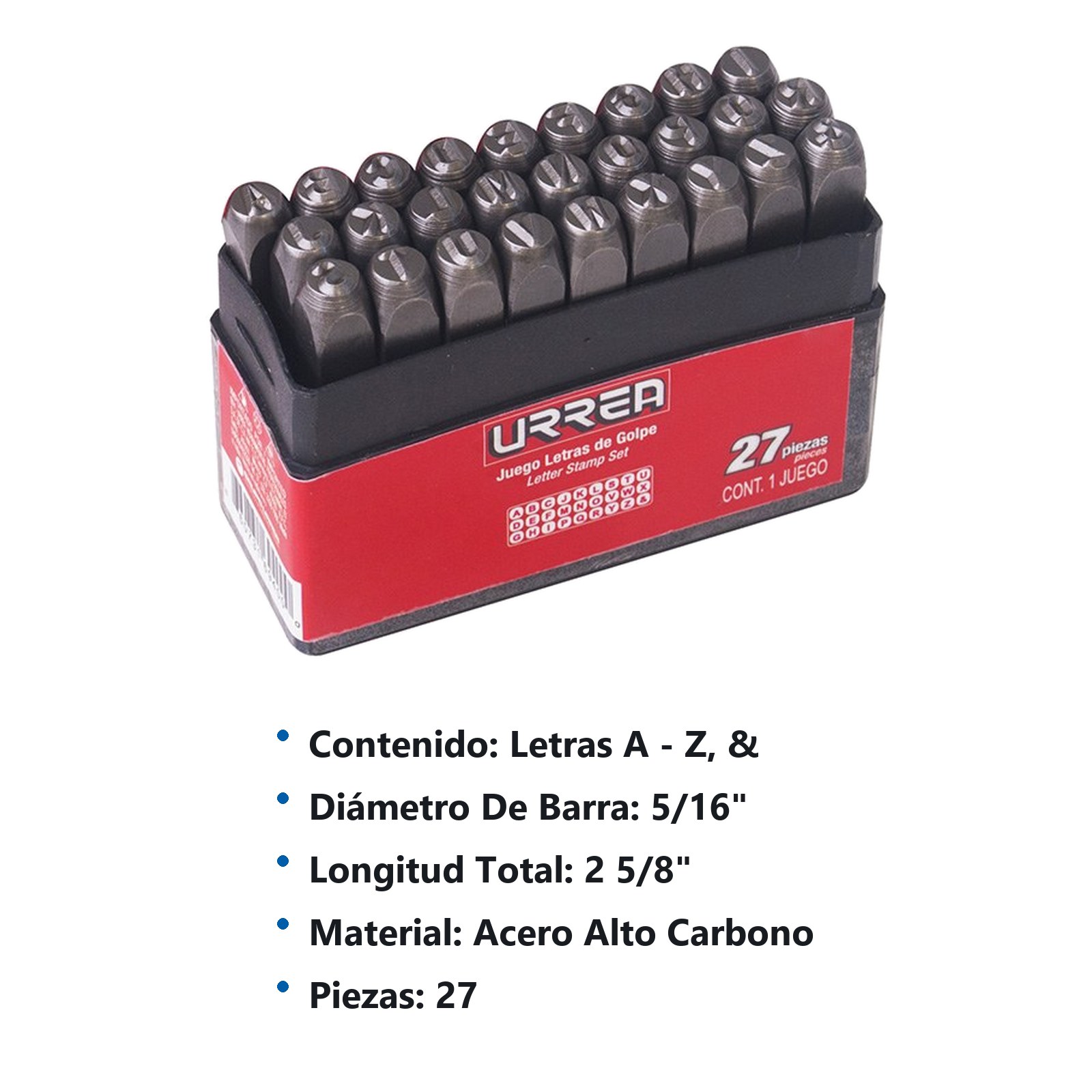 Juego de letras de la "A" a la "Z" de golpe 4 mm, 27 piezas Urrea - Imagen 2
