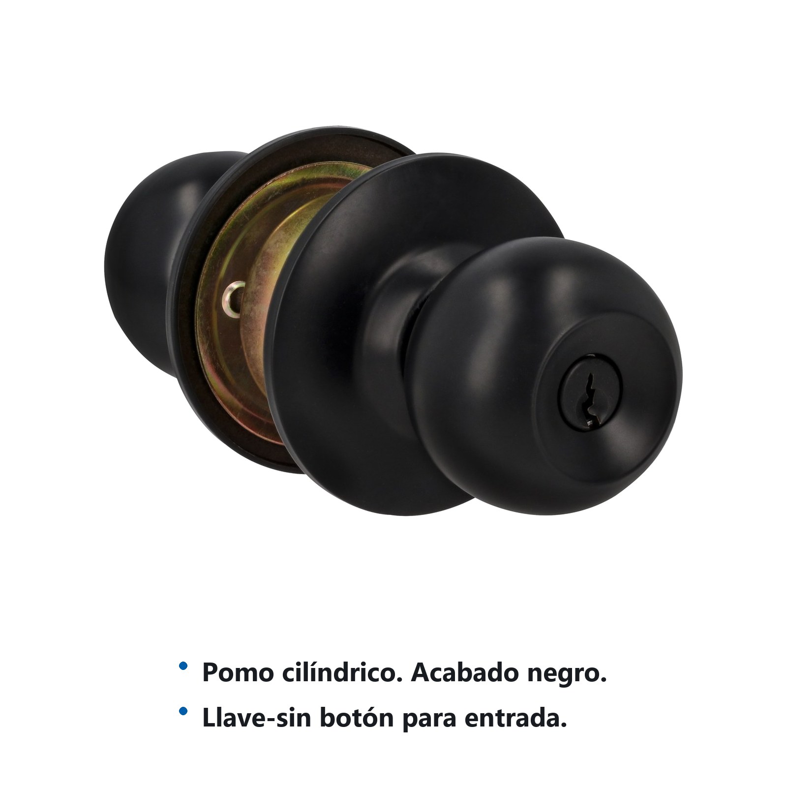 Pomo cilíndrico bola función entrada, acero negro, llave estándar Prolok - Imagen 2