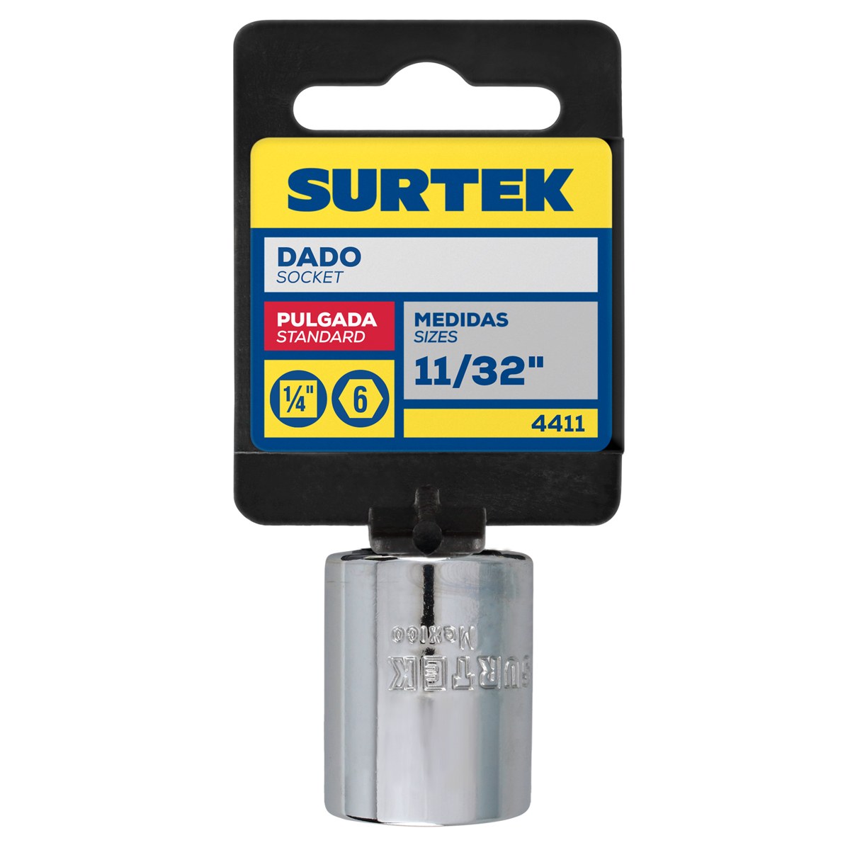 Dado cuadro de 1/4", 6 puntas, en pulgadas, 11/32" Surtek - Imagen 2