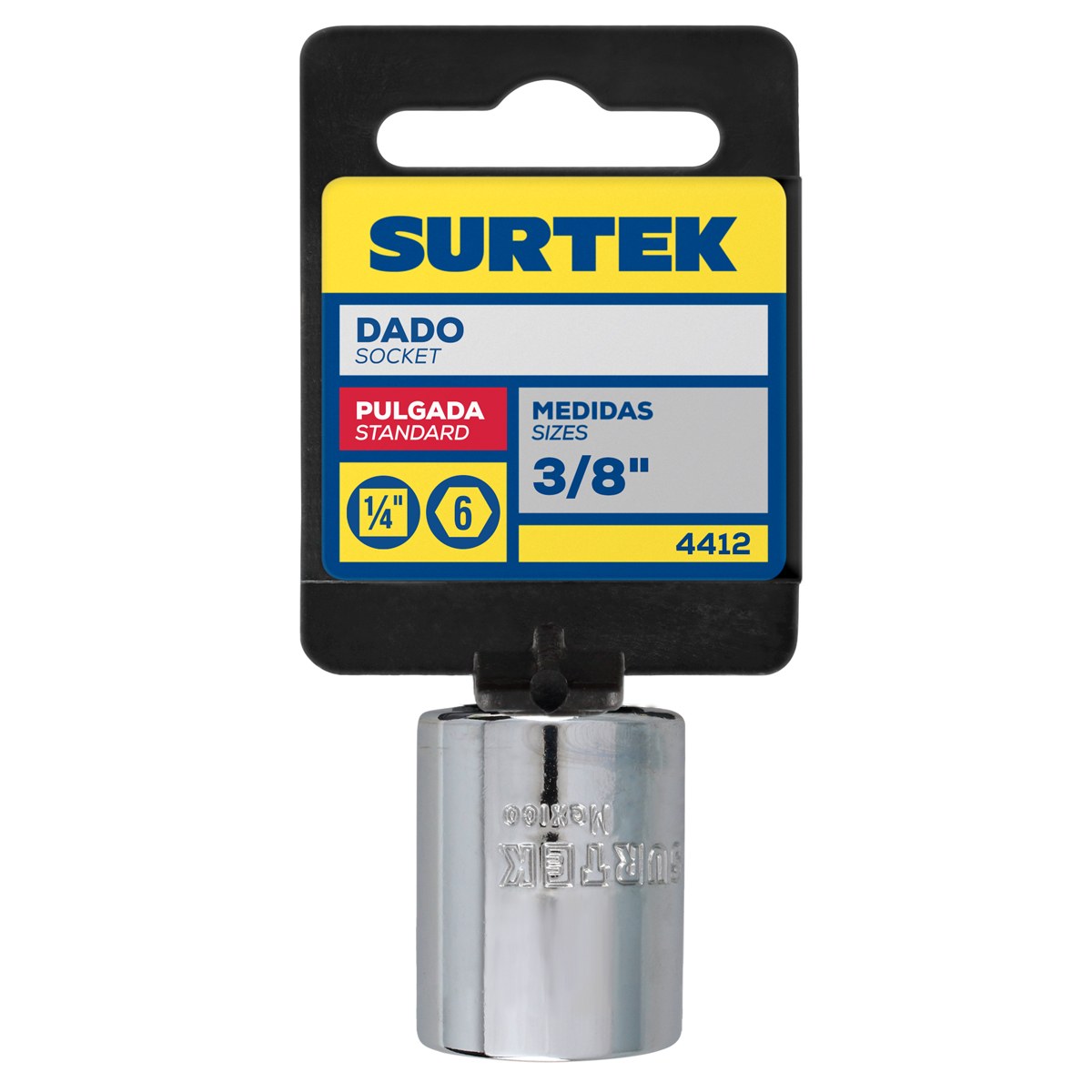 Dado cuadro de 1/4", 6 puntas, en pulgadas, 3/8" Surtek - Imagen 2