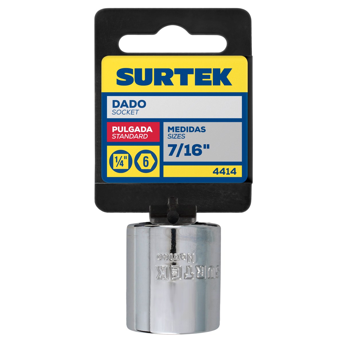Dado cuadro de 1/4", 6 puntas, en pulgadas, 7/16" Surtek - Imagen 2