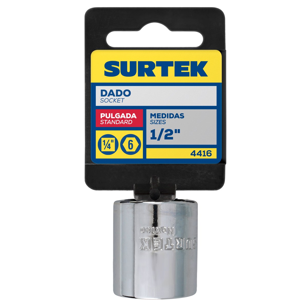 Dado cuadro de 1/4", 6 puntas, en pulgadas, 1/2" Surtek - Imagen 2
