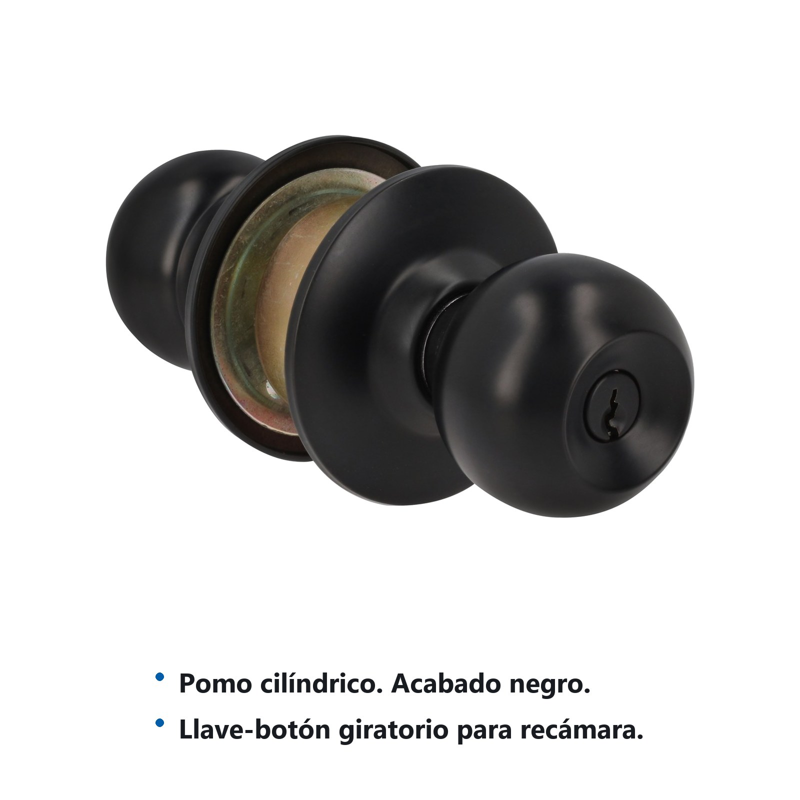 Pomo cilíndrico bola función recámara, acero negro, llave estándar Prolok - Imagen 2