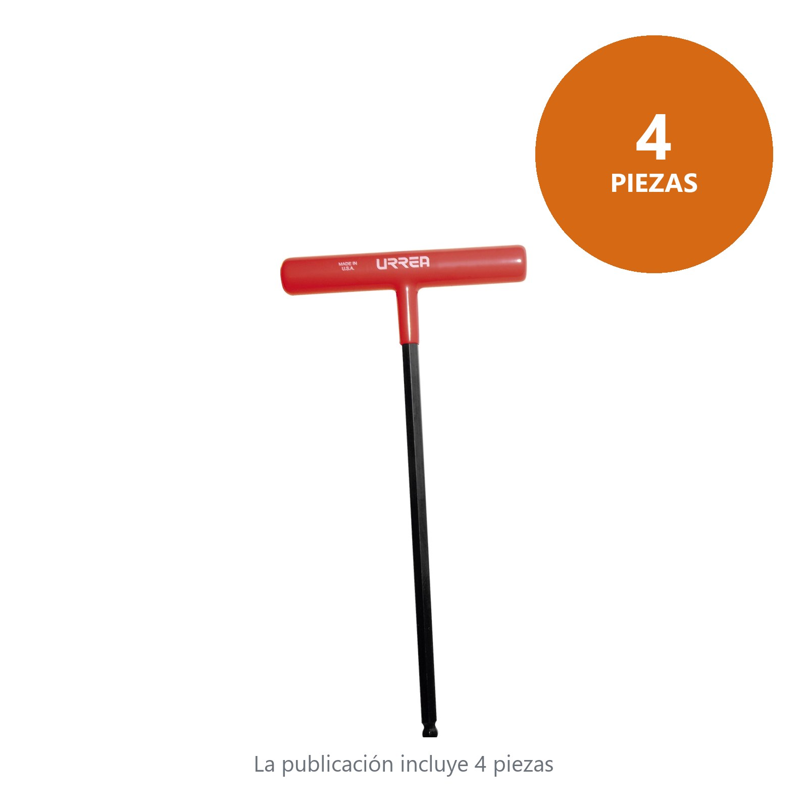 Llave hexagonal larga tipo "T" punta de bola ergonómica en pulgadas, 5/32" Urrea - Imagen 2