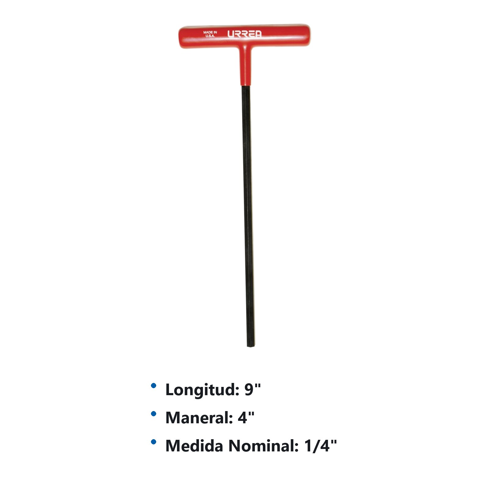 Llave hexagonal larga tipo "T" ergonómica en pulgadas, 1/4" Urrea - Imagen 3