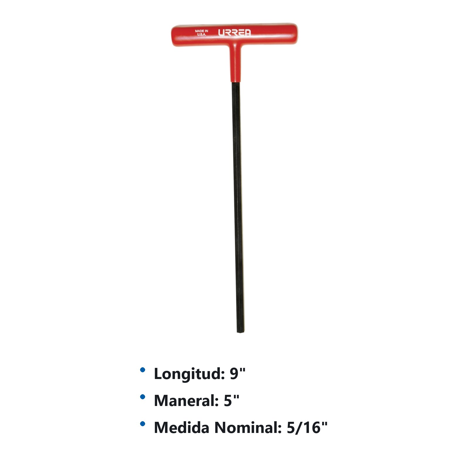 Llave hexagonal larga tipo "T" ergonómica en pulgadas, 5/16" Urrea - Imagen 3