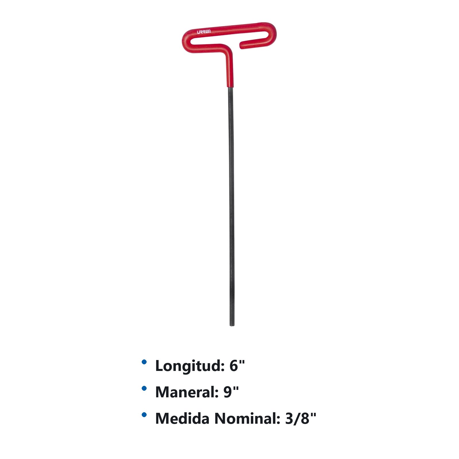 Llave hexagonal larga tipo "T" mango de vinil, en pulgadas, 3/8" Urrea - Imagen 3