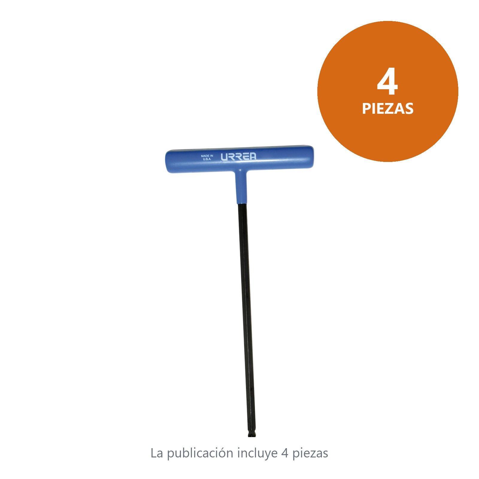 Llave hexagonal larga tipo "T" punta de bola ergonómica métrica, 2 mm Urrea - Imagen 2