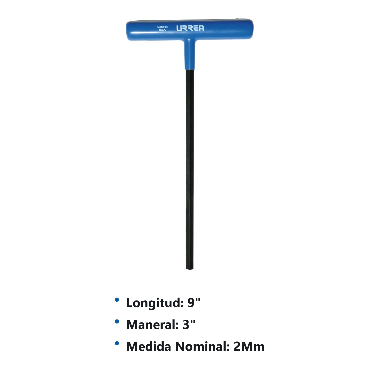 Llave hexagonal larga tipo "T" ergonómica métrica, 2 mm Urrea - Imagen 3