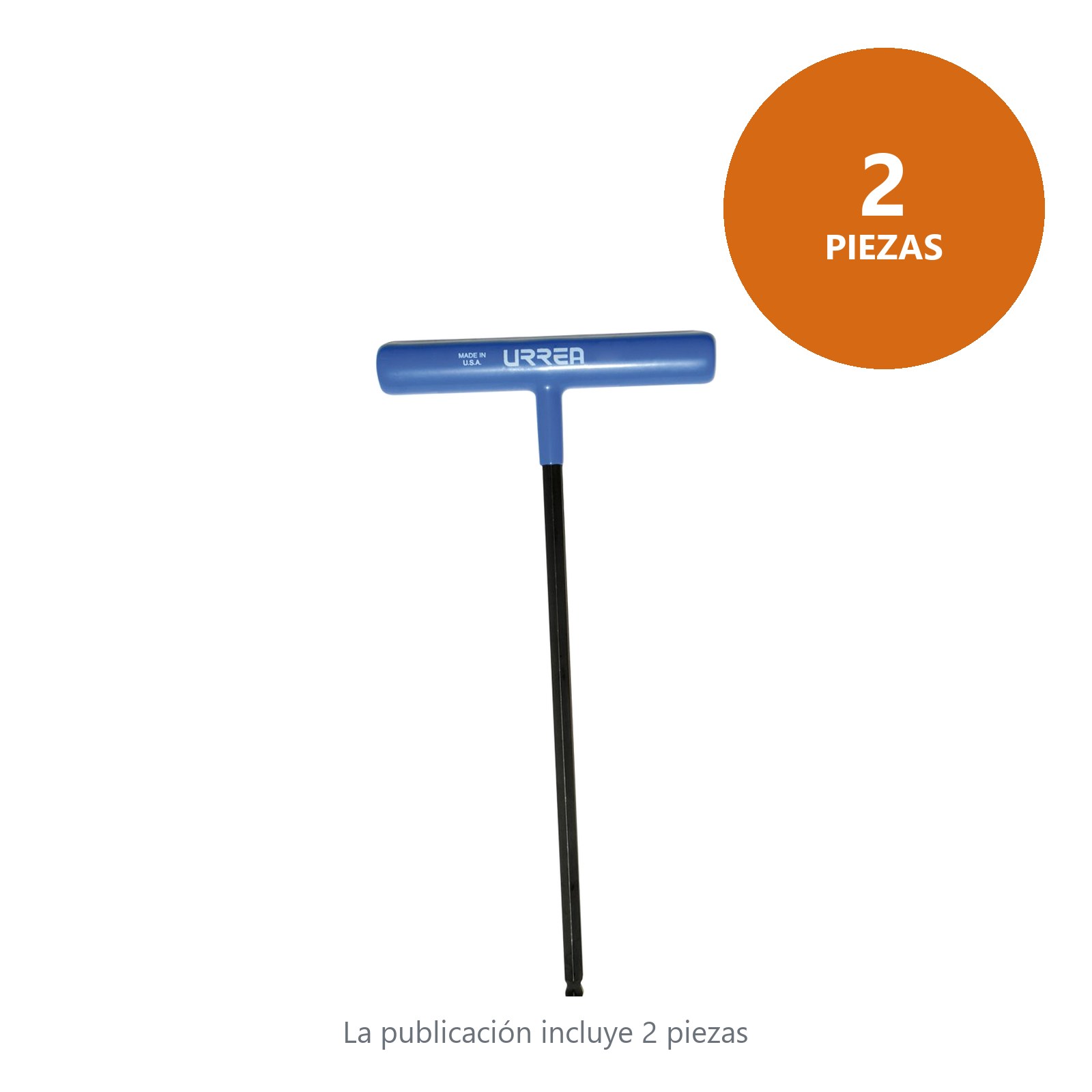 Llave hexagonal larga tipo "T" punta de bola ergonómica métrica, 9 mm Urrea - Imagen 2