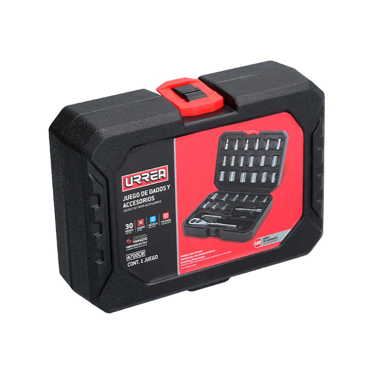 Juego de dados y accesorios cuadro de 1/4" combinado, 30 piezas Urrea - Imagen 2