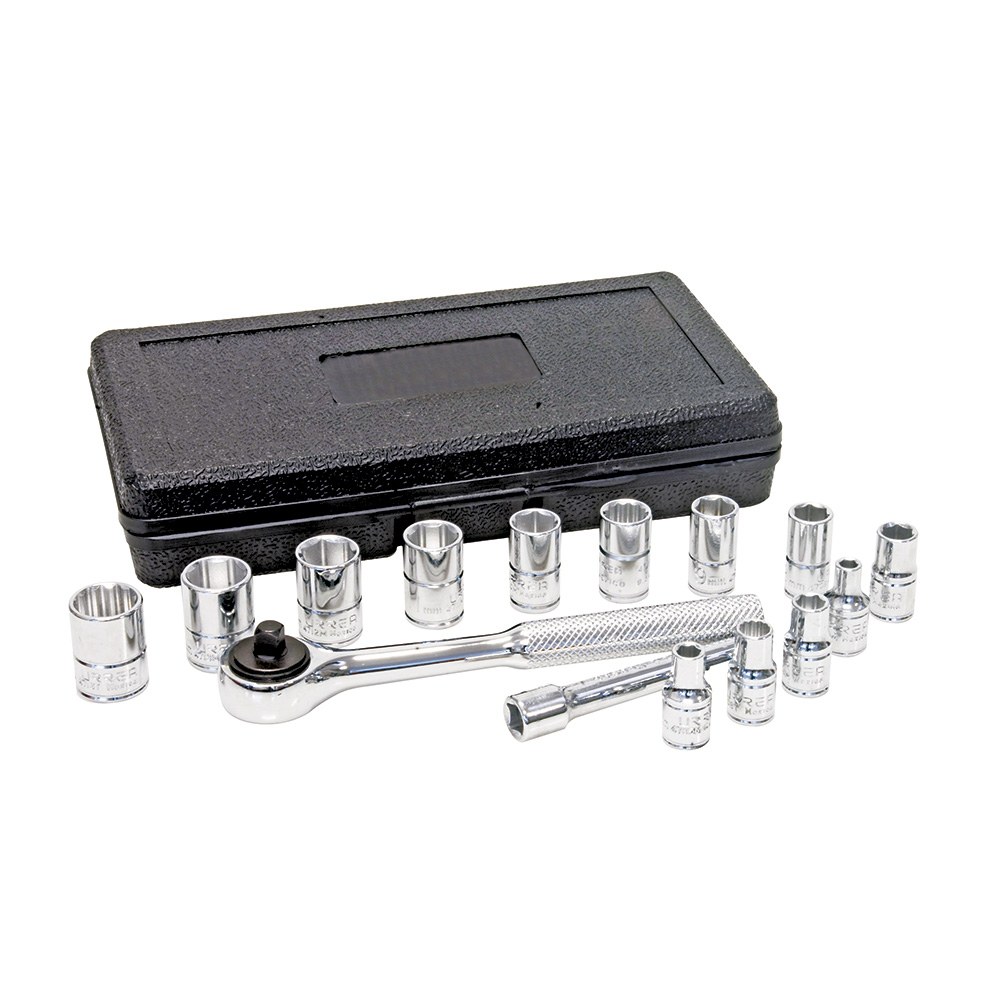 Juego de dados y accesorios cuadro de 1/4" combinado, 15 piezas Urrea
