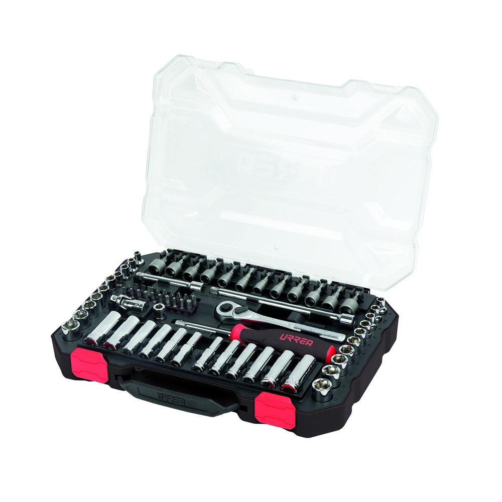 Juego de dados y accesorios cuadro de 1/4" combinado, 70 piezas Urrea