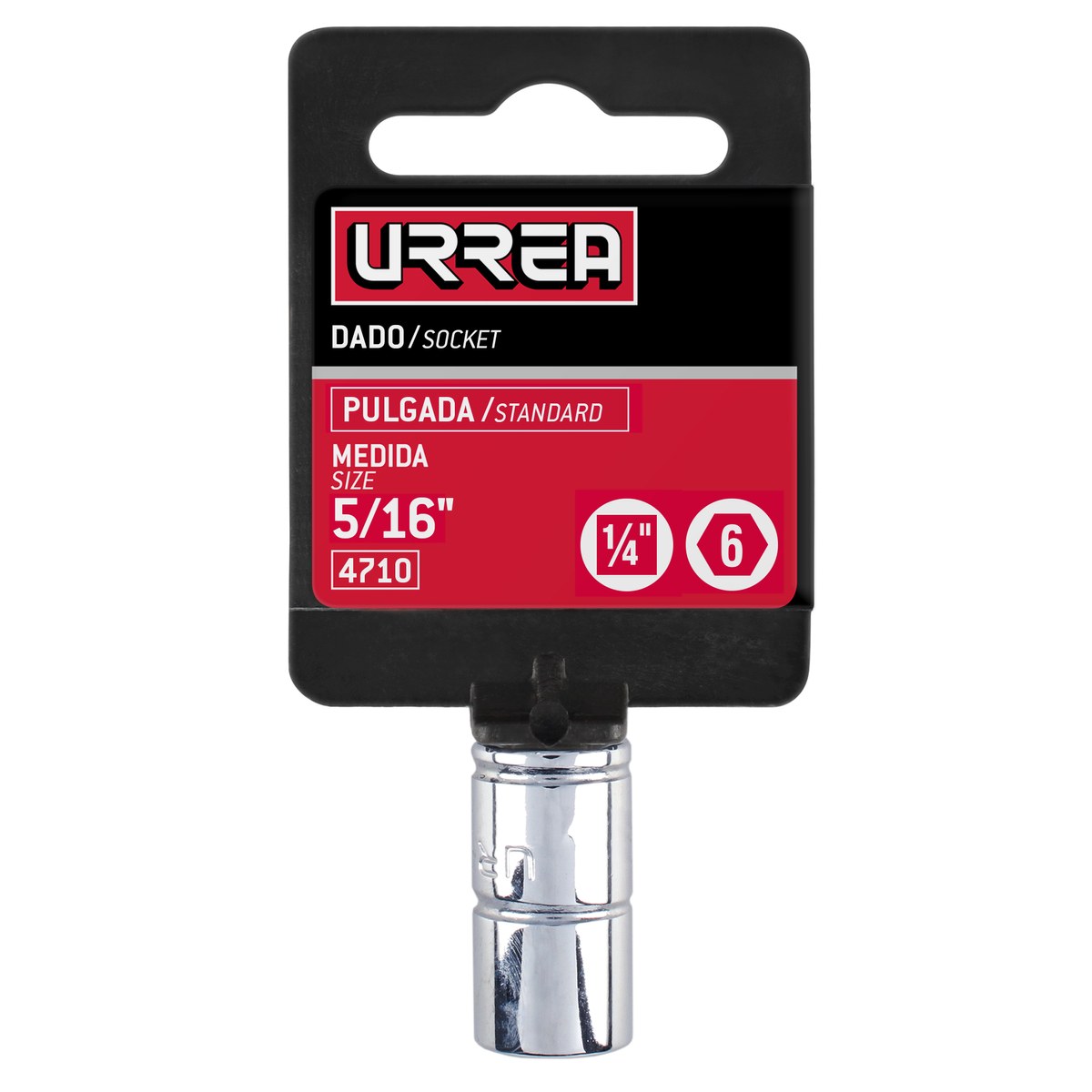 Dado cuadro de 1/4", 6 puntas, en pulgadas, 5/16" Urrea - Imagen 2
