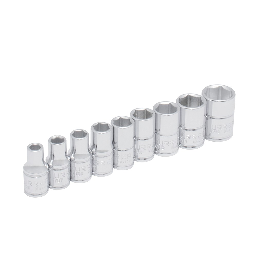 Juego de dados cuadro de 1/4" en pulgadas, 9 piezas Urrea