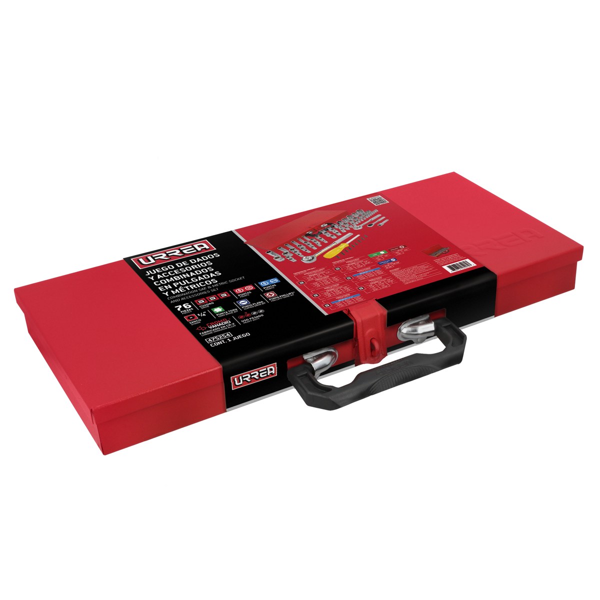 Juego de dados y accesorios cuadro de 1/4", 3/8" y 1/2" combinado, 76 piezas Urrea - Imagen 2