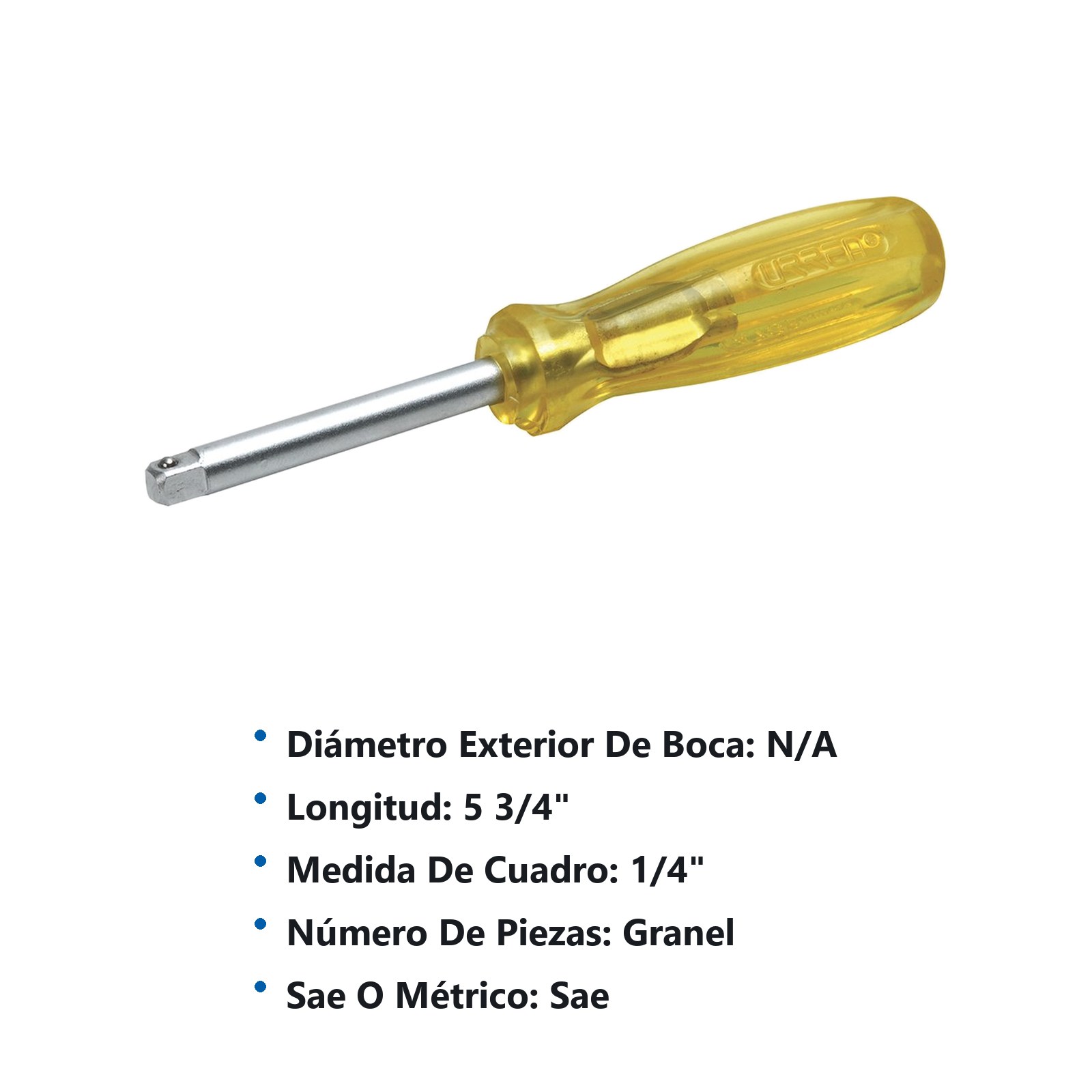 Destornillador con mango ámbar para dado cuadro de 1/4", 2-3/8" Urrea - Imagen 3