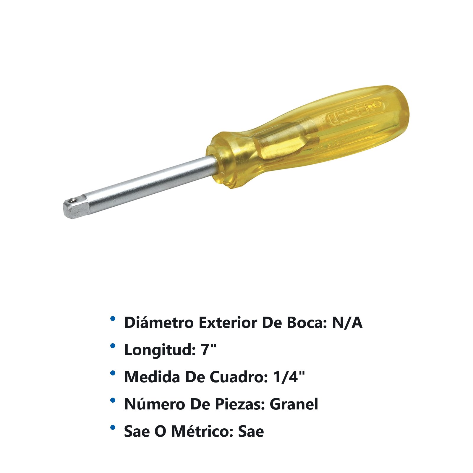 Destornillador con mango ámbar para dado cuadro de 1/4", 3" Urrea - Imagen 3