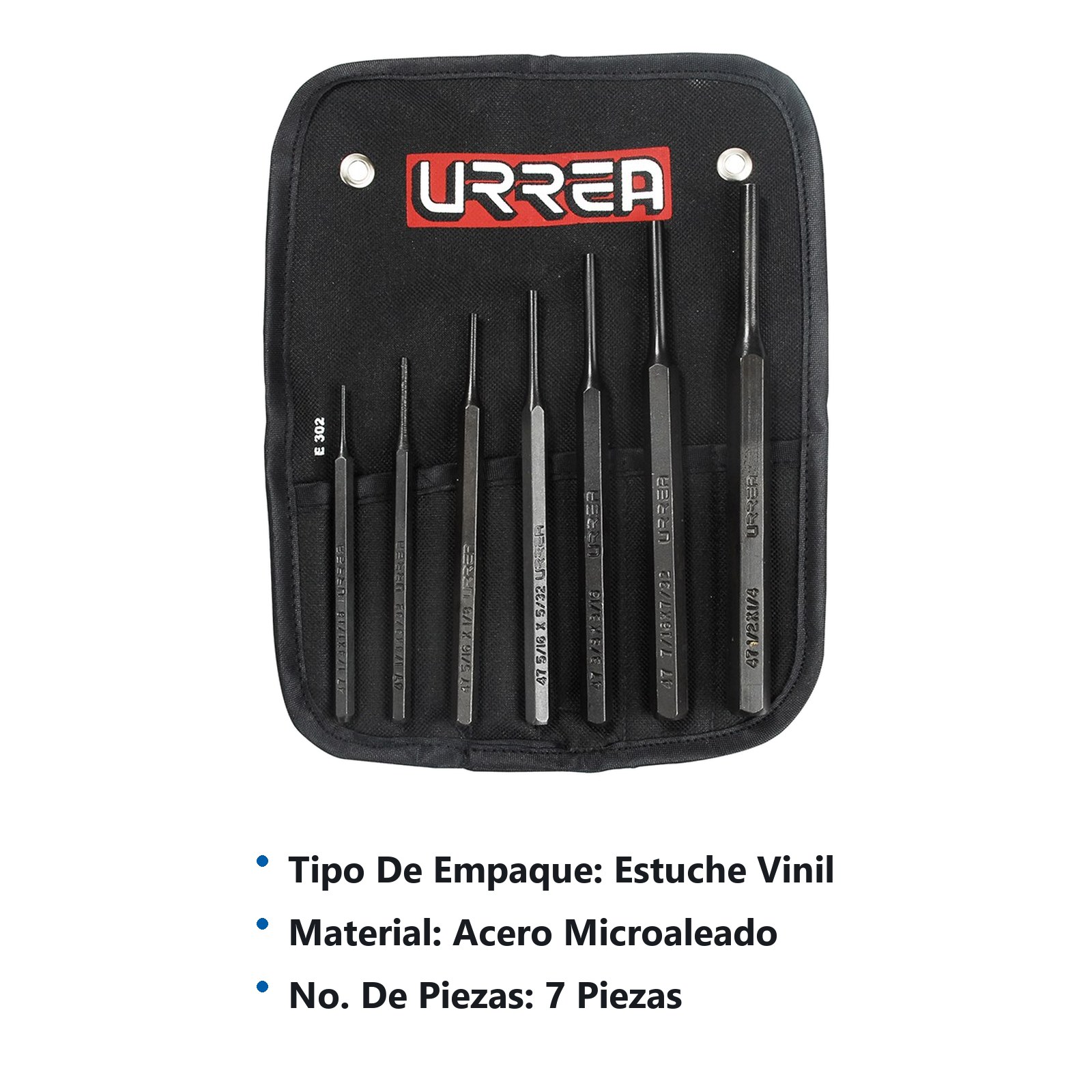 Juego de punzones botadores rectos, 7 piezas Urrea - Imagen 3